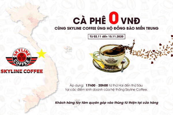 Cà phê 0Đ, Nhân rộng tấm lòng nhân ái cùng Skyline Coffee